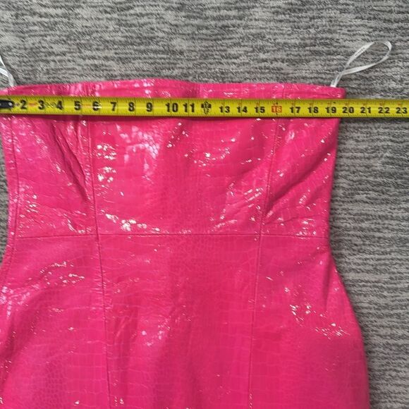 NWT Retrofete Kimora Crocodile Embossed Leather Mini Dress XL Revolve Pink - Picture 9 of 15